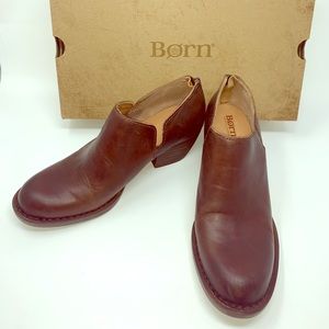 Born Antonia Bootie Brown Leather Ankle Boots 8M